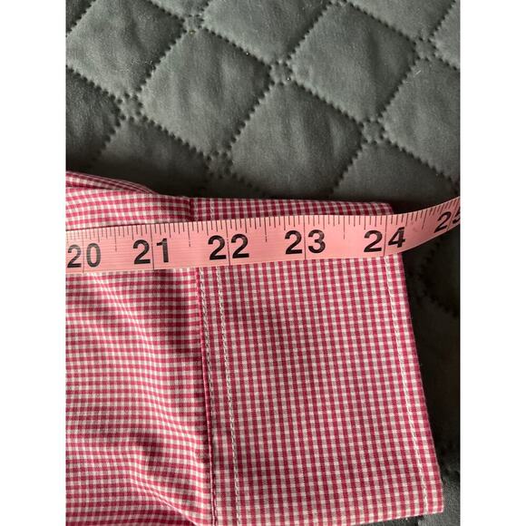 ✨Van Heusen Mens Button Down Shirt Red Gingham Check Wrinkle Free Small 14.5-15 - Picture 7 of 7